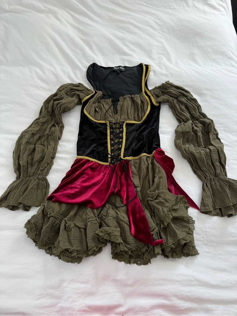 Olive Green and Red Pirate Costume